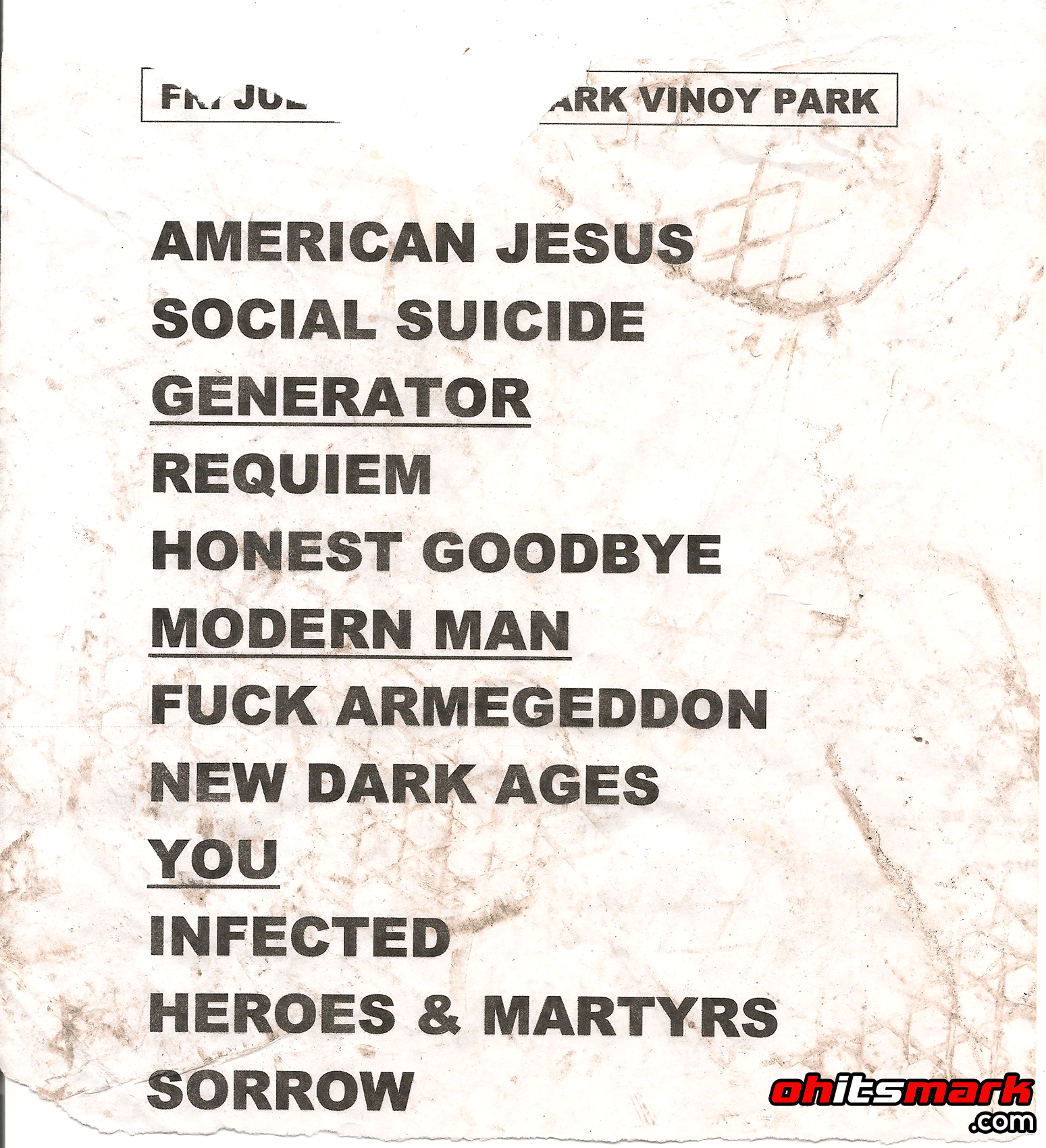SETLIST: Bad Religion – Vans Warped Tour – Vinoy Park – St. Petersburg, FL – July 20th, 2007