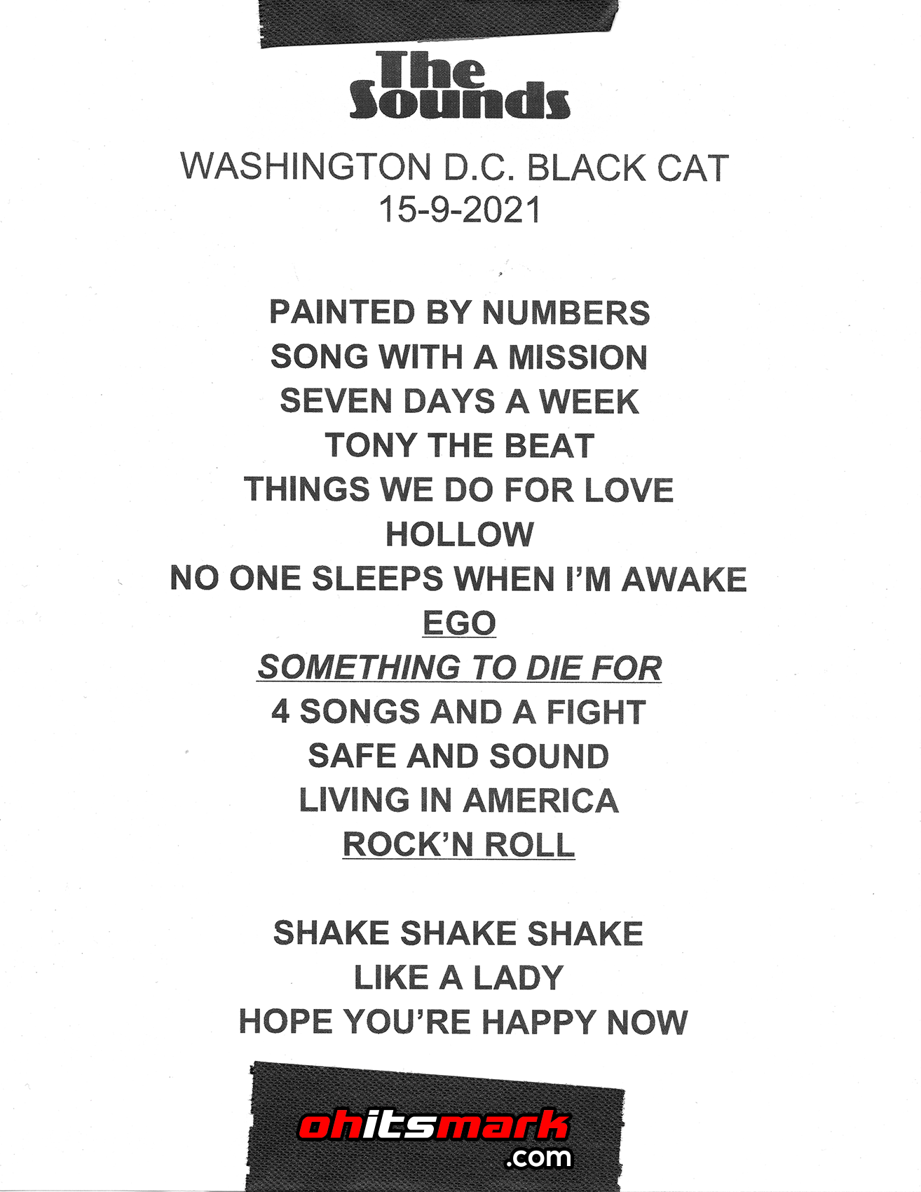 The Sounds – Black Cat – Washington D.C. – September 15th, 2021